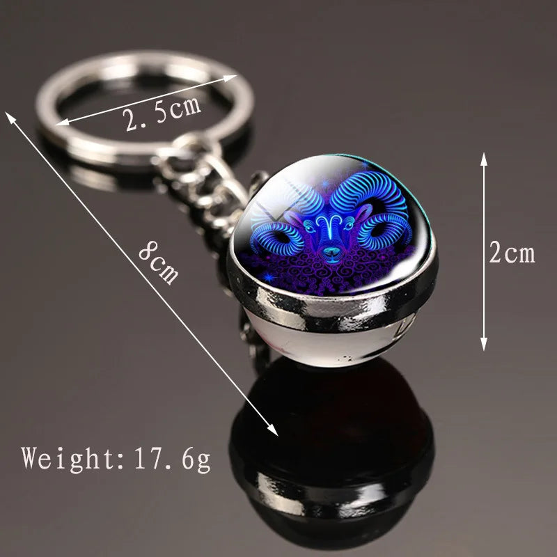 Double-Sided Glass Ball Keychain