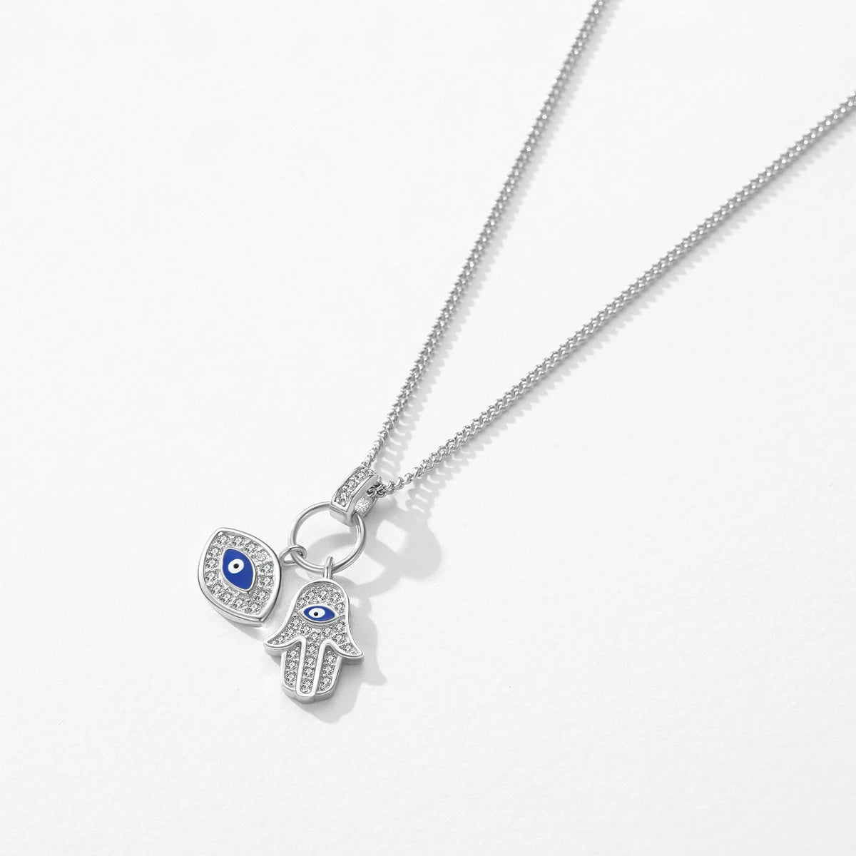 925 Sterling Silver Sexy Eyelash the Hand of Fatima Turquoise Pendant Lucky Blue Eye Necklace for Women Fine Jewelry Gift