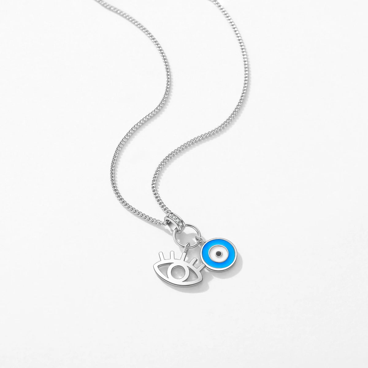 925 Sterling Silver Sexy Eyelash the Hand of Fatima Turquoise Pendant Lucky Blue Eye Necklace for Women Fine Jewelry Gift