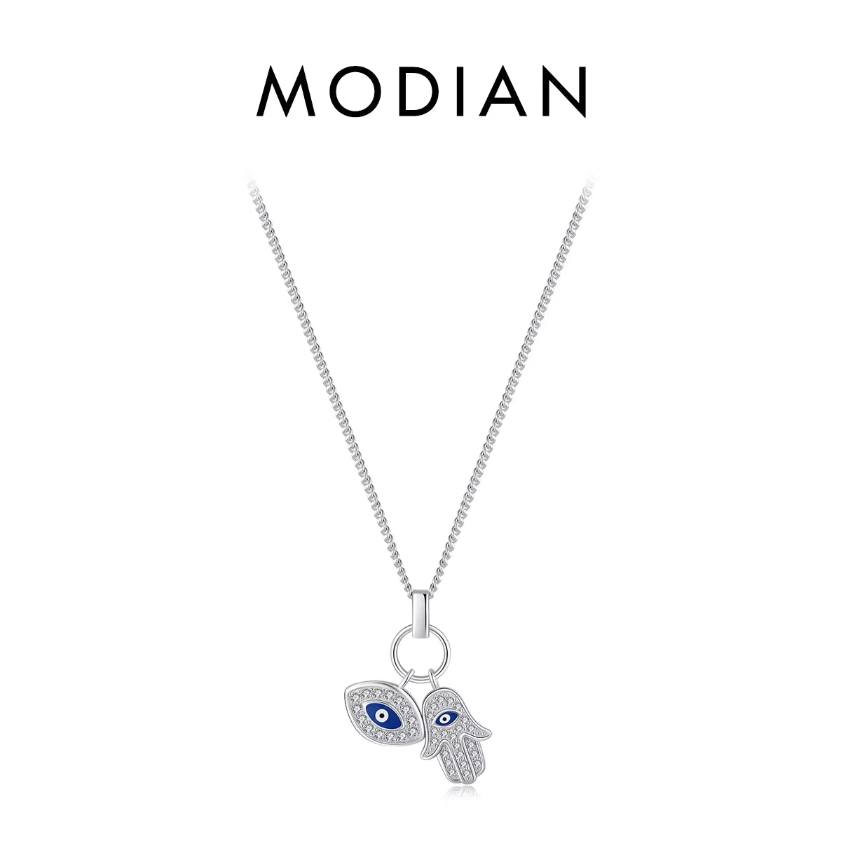 925 Sterling Silver Sexy Eyelash the Hand of Fatima Turquoise Pendant Lucky Blue Eye Necklace for Women Fine Jewelry Gift