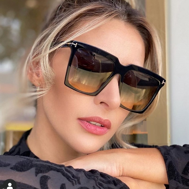 Oversize Square Sunglasses Women Vintage
