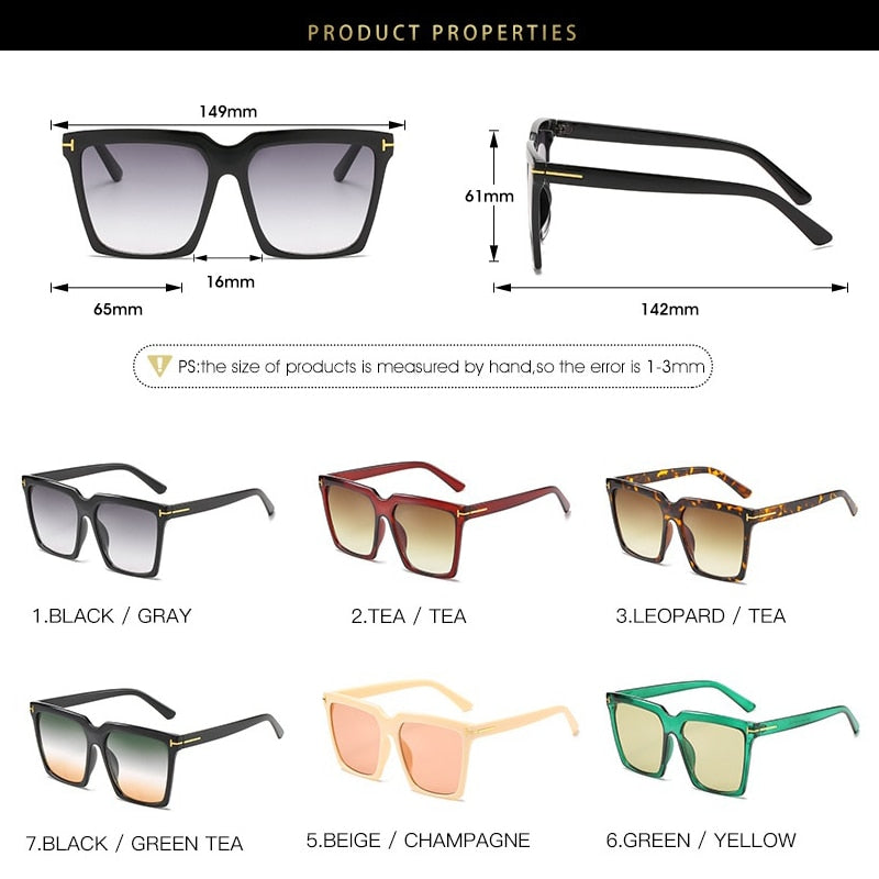 Oversize Square Sunglasses Women Vintage