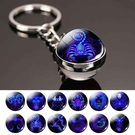 Double-Sided Glass Ball Keychain