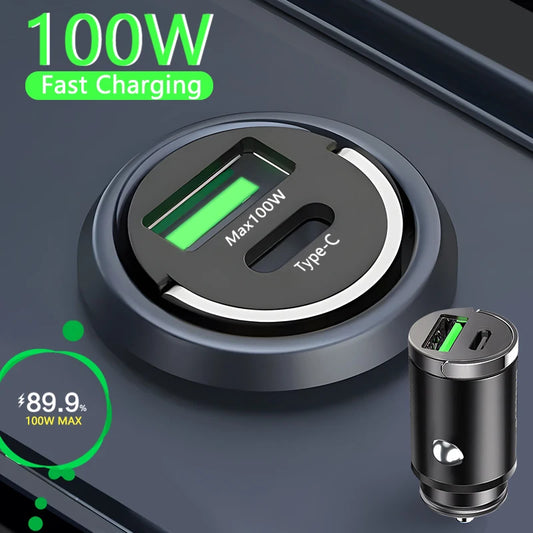 100W Mini Car Charger Lighter Fast Charging