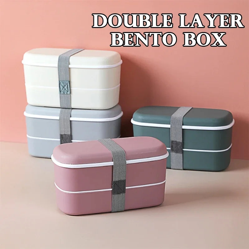 New Portable Leak-Proof Food Double-Layer Bento Box Lunch Box Lunch Box for Kids Food Container Food Storage Snack